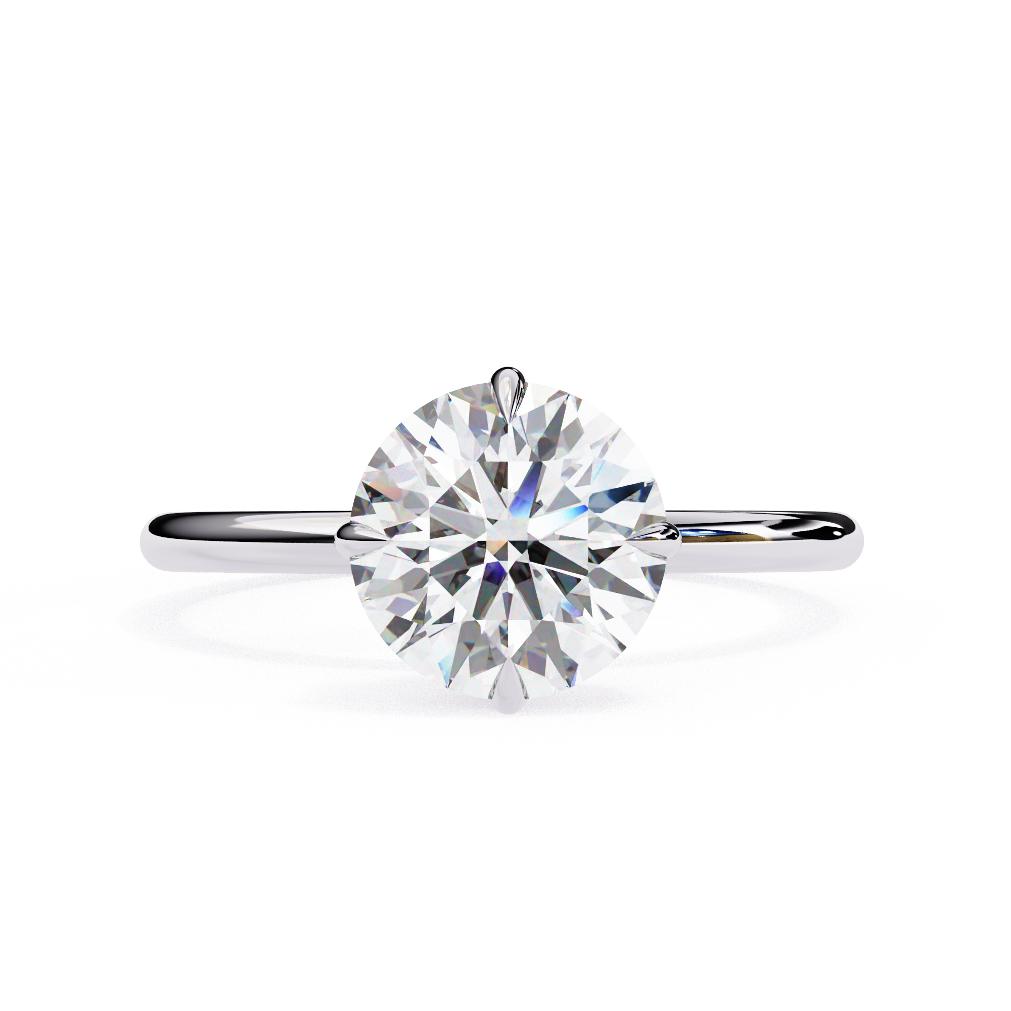 Round diamond engagement ring in White gold