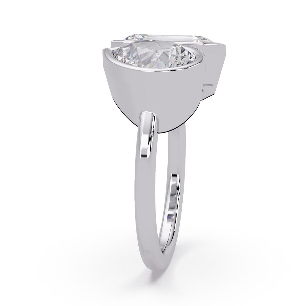 White Gold ring with 2 diamonds on a white background