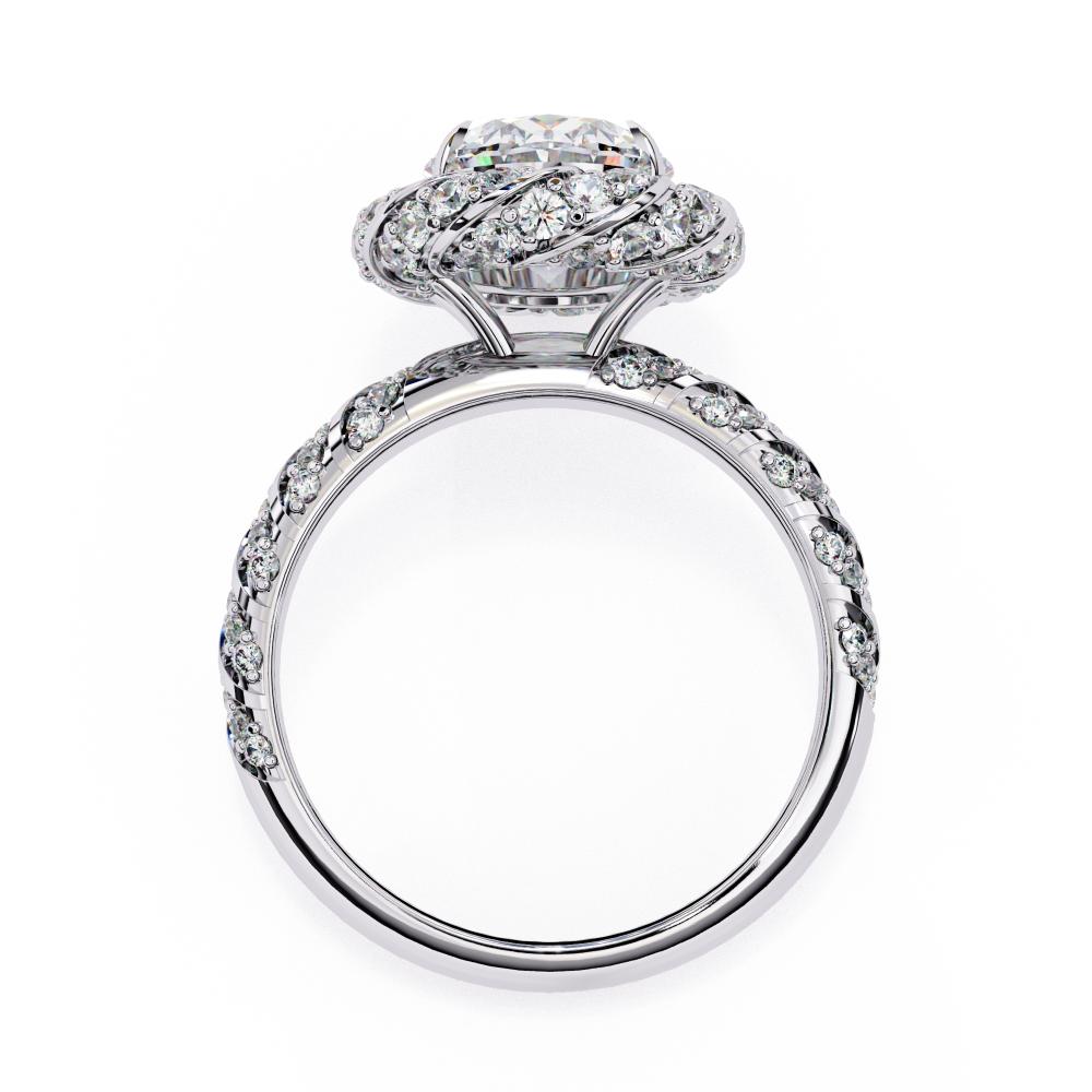 Elegant oval diamond halo engagement ring in white gold