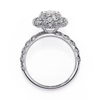 Elegant oval diamond halo engagement ring in white gold