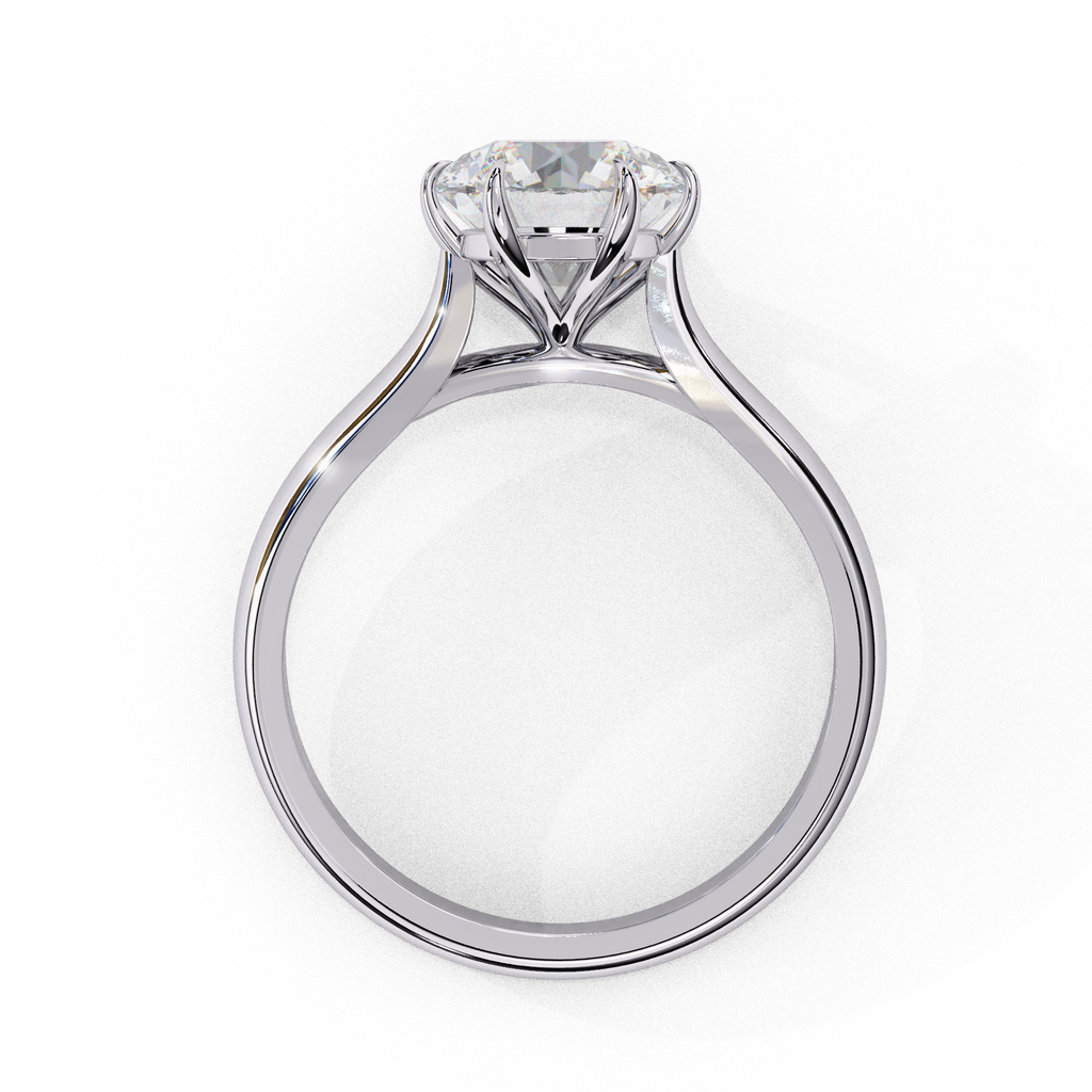 Solitaire diamond ring with Round and polished white gold finish