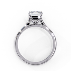 Solitaire diamond ring with Emerald cut and polished white gold finish