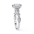 Elegant white gold Milgrain Cathedral engagement ring with princess diamond
