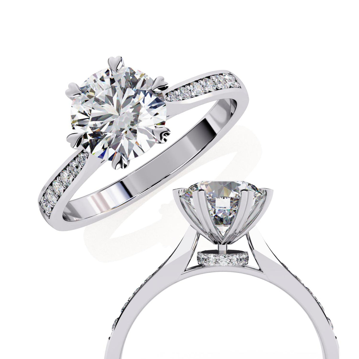 Round shape diamond ring for engagement in Australia