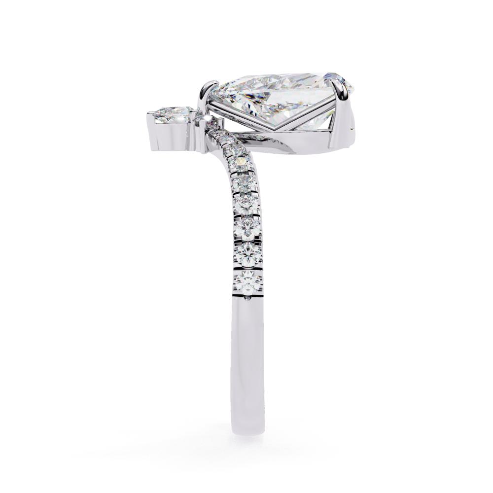 Pear Diamond Tiara Accent Pavé Engagement Ring in Gold