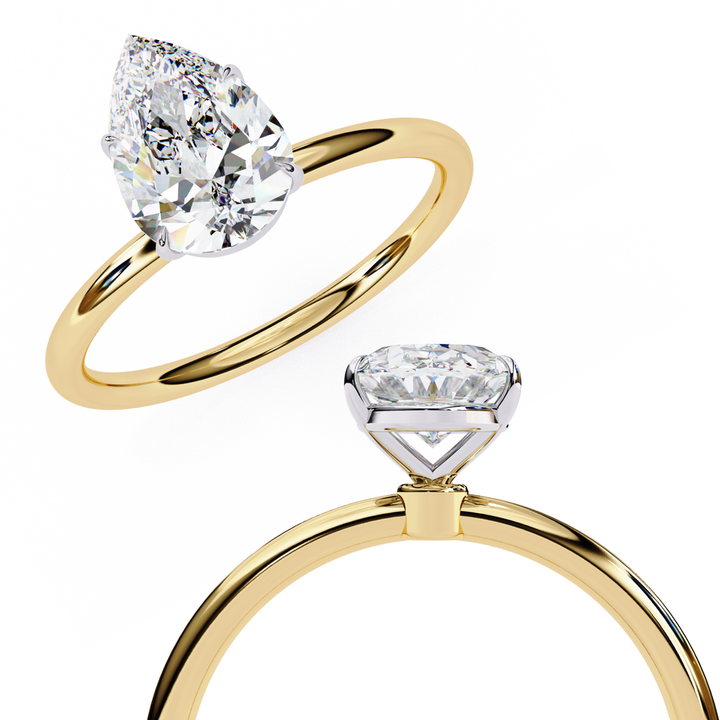 Minimal aesthetic Pear diamond ring for everyday wear