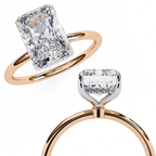 Solitaire diamond ring with Radiant and polished rose gold finish