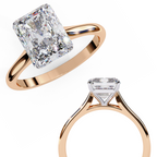 Solitaire diamond ring with Radiant and polished rose gold finish