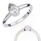 Lab GrownBezel Pear Shape Solitaire Diamond Engagement Ring in White Gold