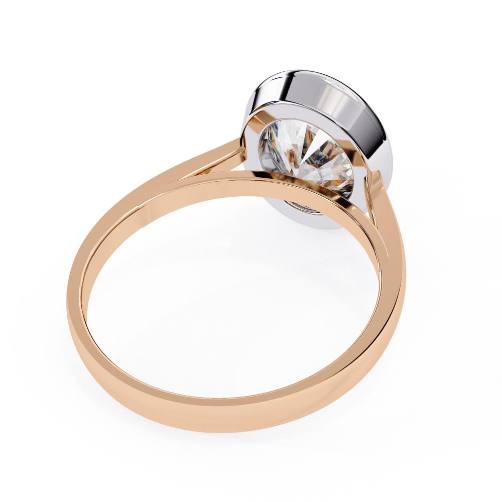Bezel Floating Oval Solitaire Engagement Ring in Gold