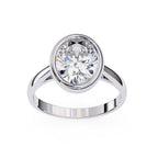 White Gold oval diamond bezel-set solitaire engagement ring