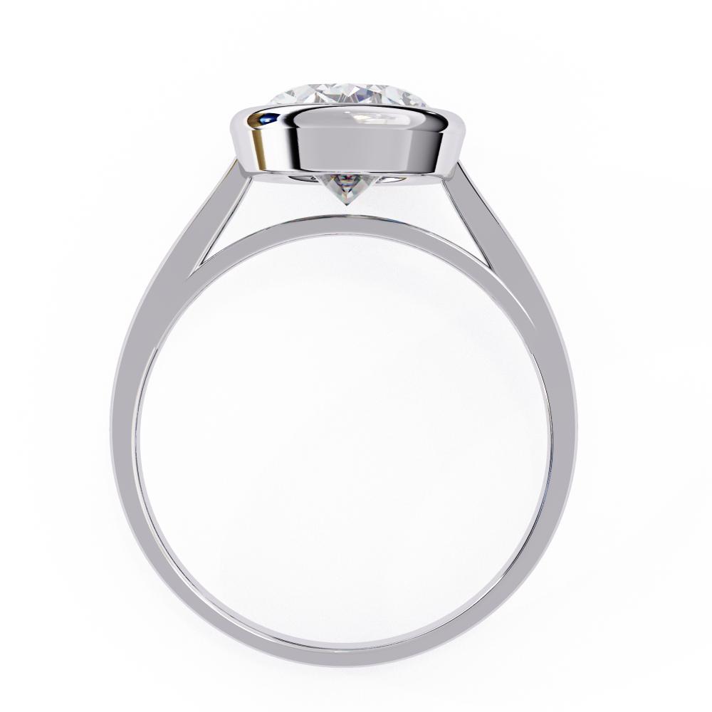 Bezel Floating Oval Solitaire Engagement Ring in Gold