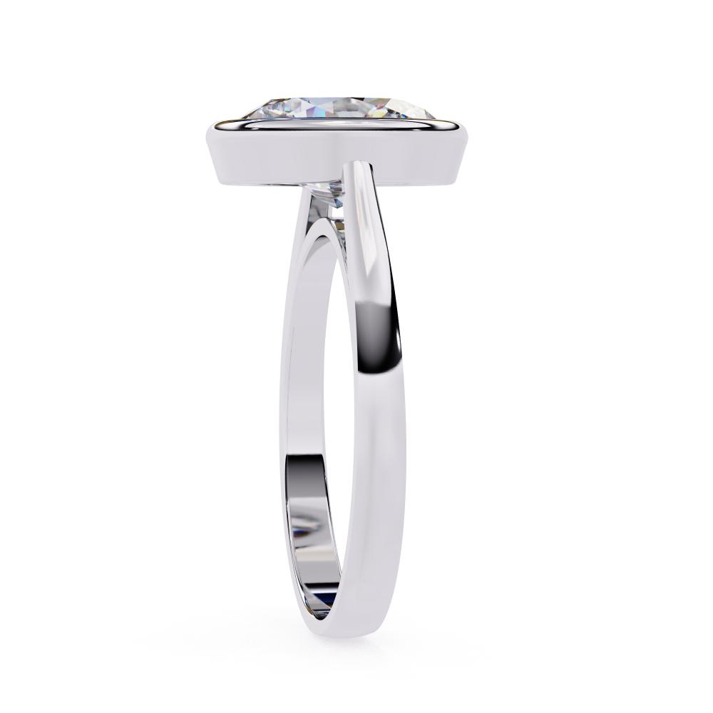 Bezel Floating Oval Solitaire Engagement Ring in Gold