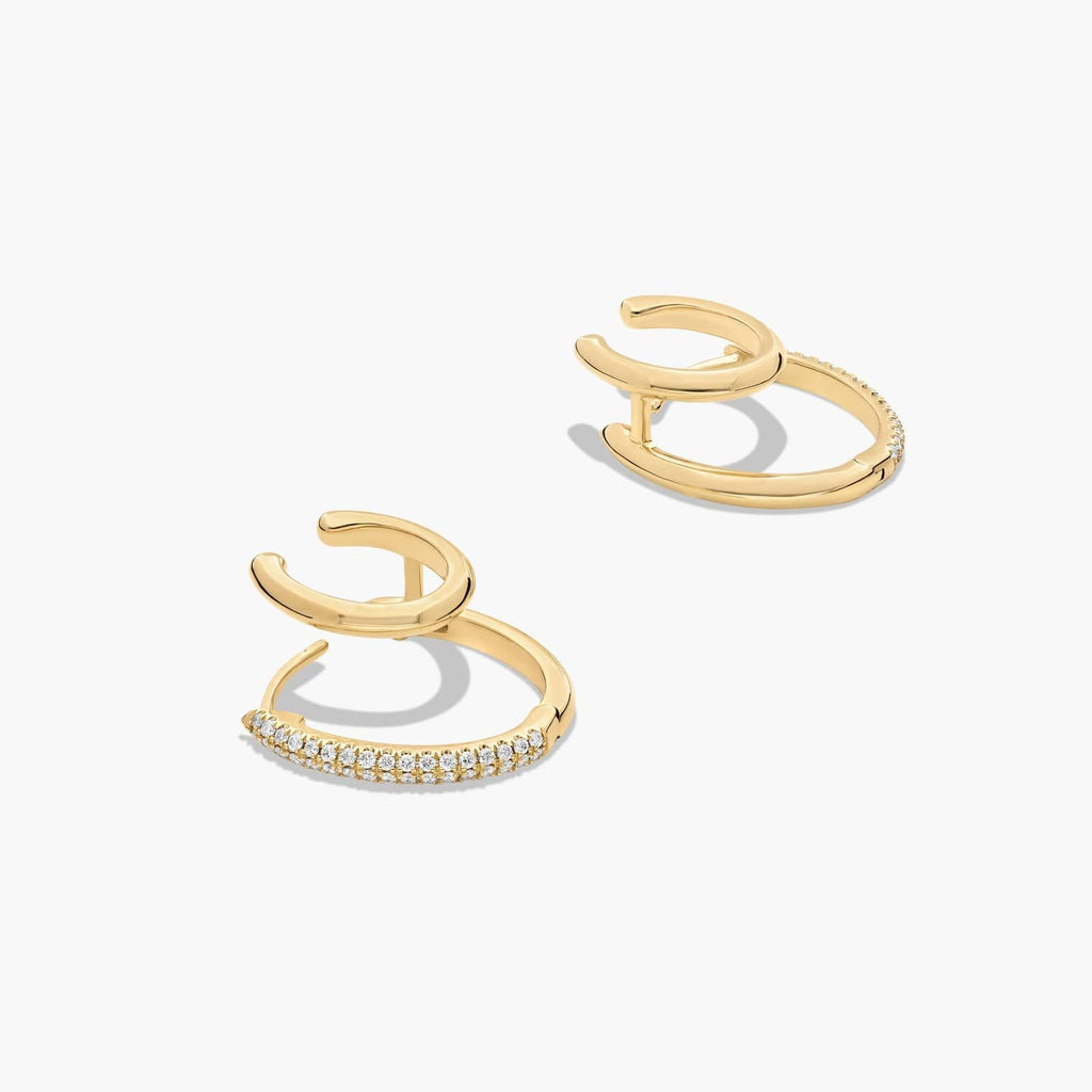 Modern lab grown diamond huggies in yellow gold