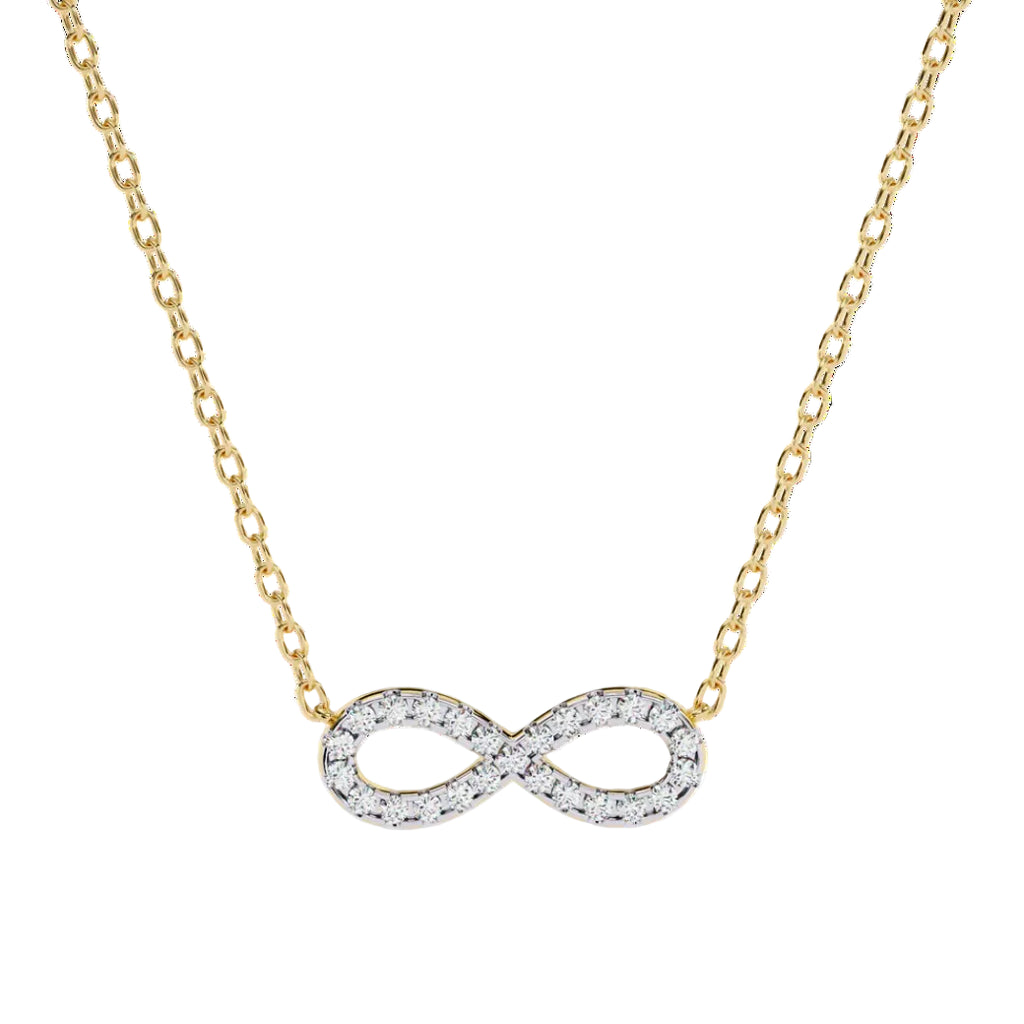 Infinity symbol diamond necklace in gold chain