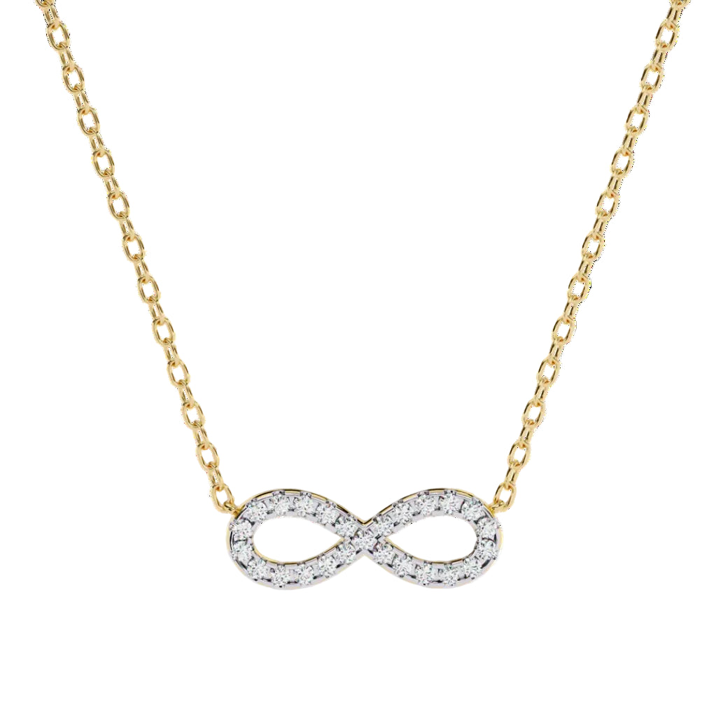 Infinity symbol diamond necklace in gold chain