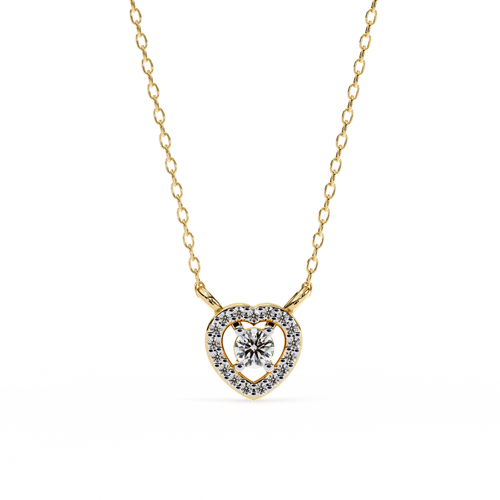 Gold heart-shaped diamond pendant for women