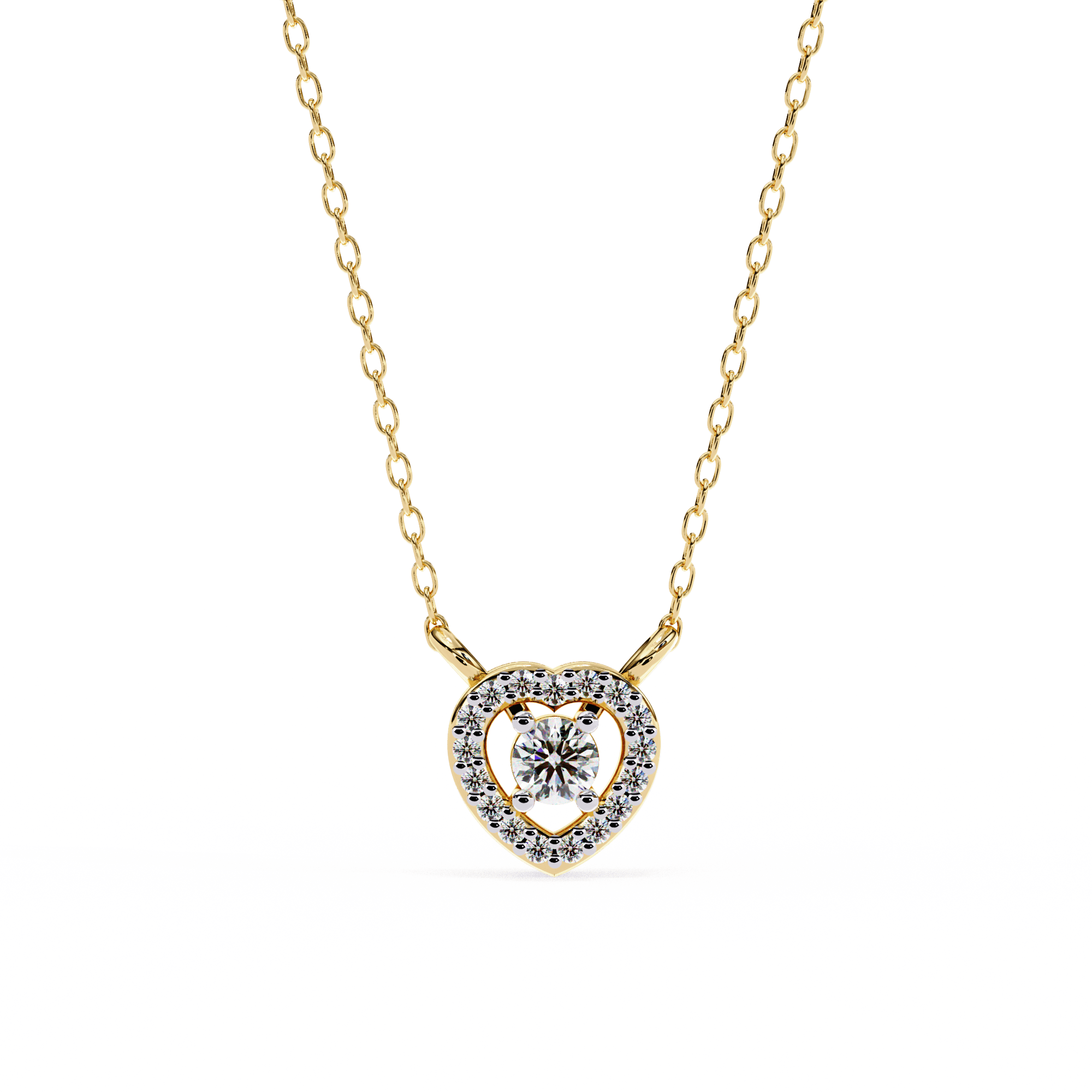 Gold heart-shaped diamond pendant for women