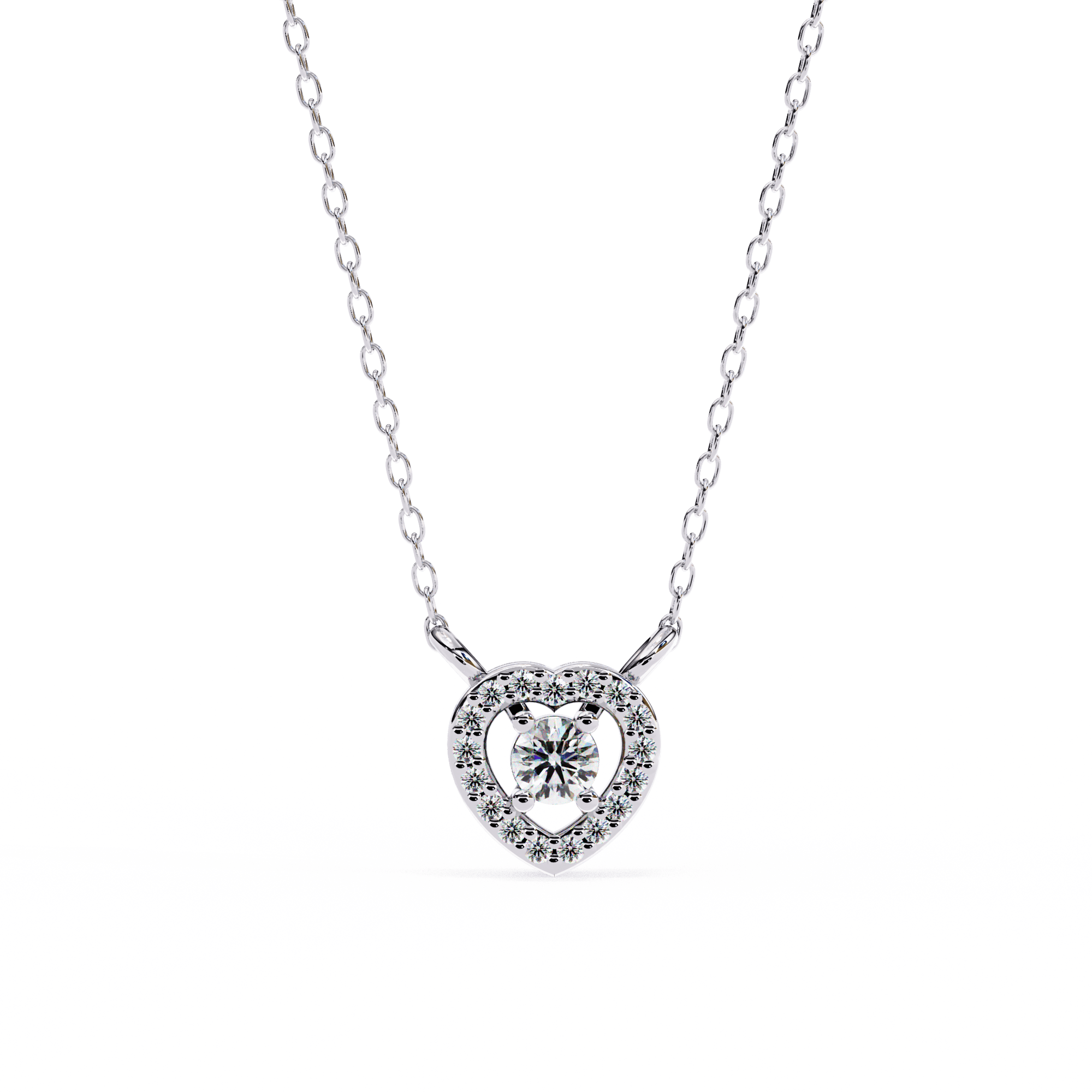 White Gold heart-shaped diamond pendant for women