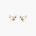 Marquise and round diamond stud earrings in gold