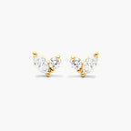 Marquise and round diamond stud earrings in gold