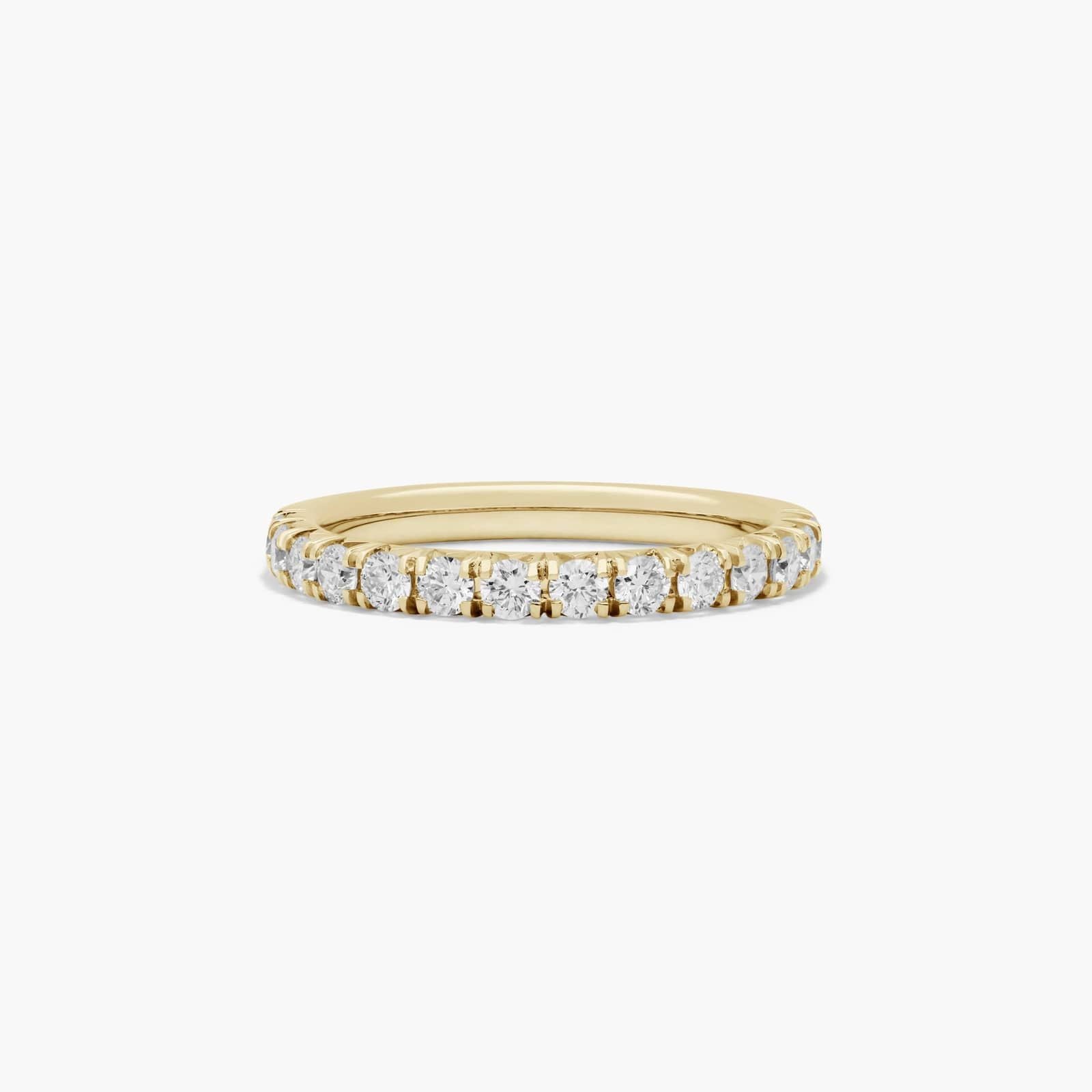 Lab grown pavé diamond anniversary ring in yellow gold