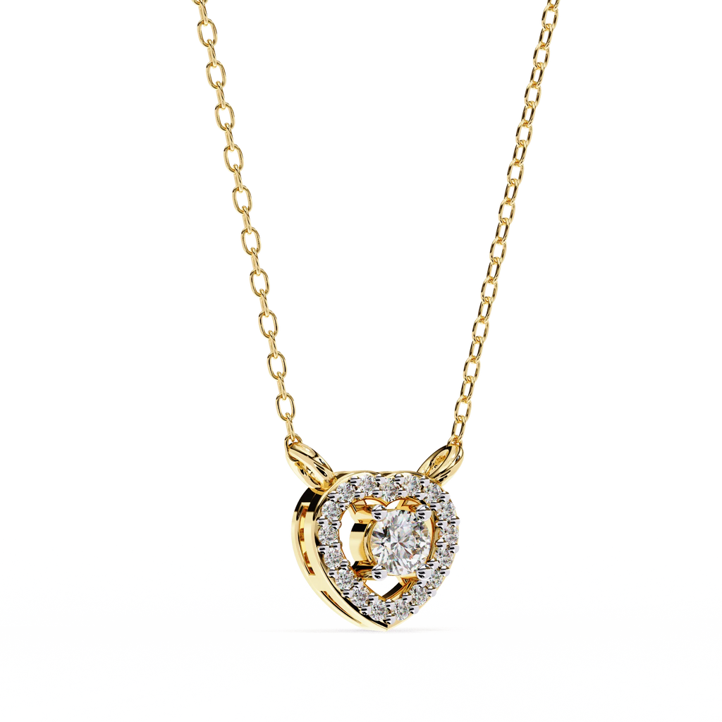 Gold heart design diamond pendant for daily wear