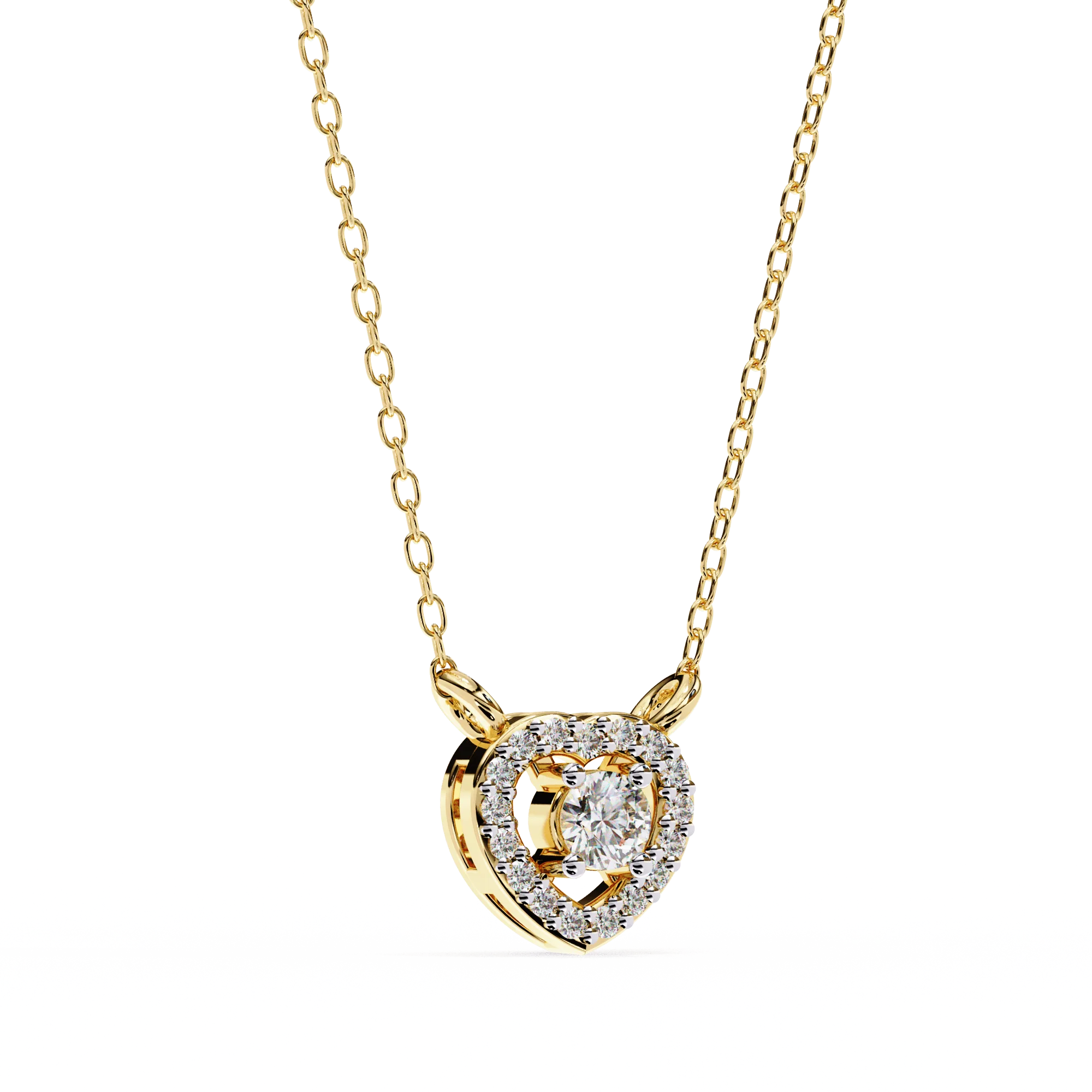 Gold heart design diamond pendant for daily wear
