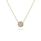 Classic Round halo diamond pendant in gold