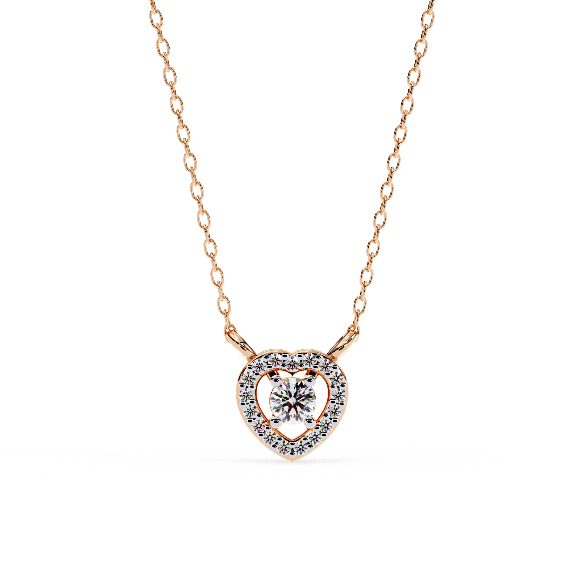 Rose Gold heart-shaped diamond pendant for women