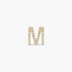 Letter M Initial Diamond Stud Earrings in Gold