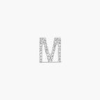 Letter M Initial Diamond Stud Earrings in White Gold