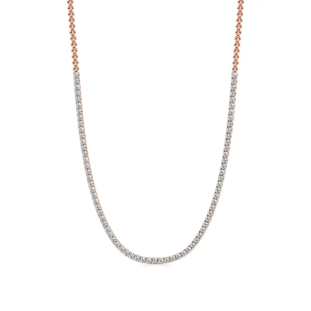 Classic Round Diamond Tennis Necklace in Gold
