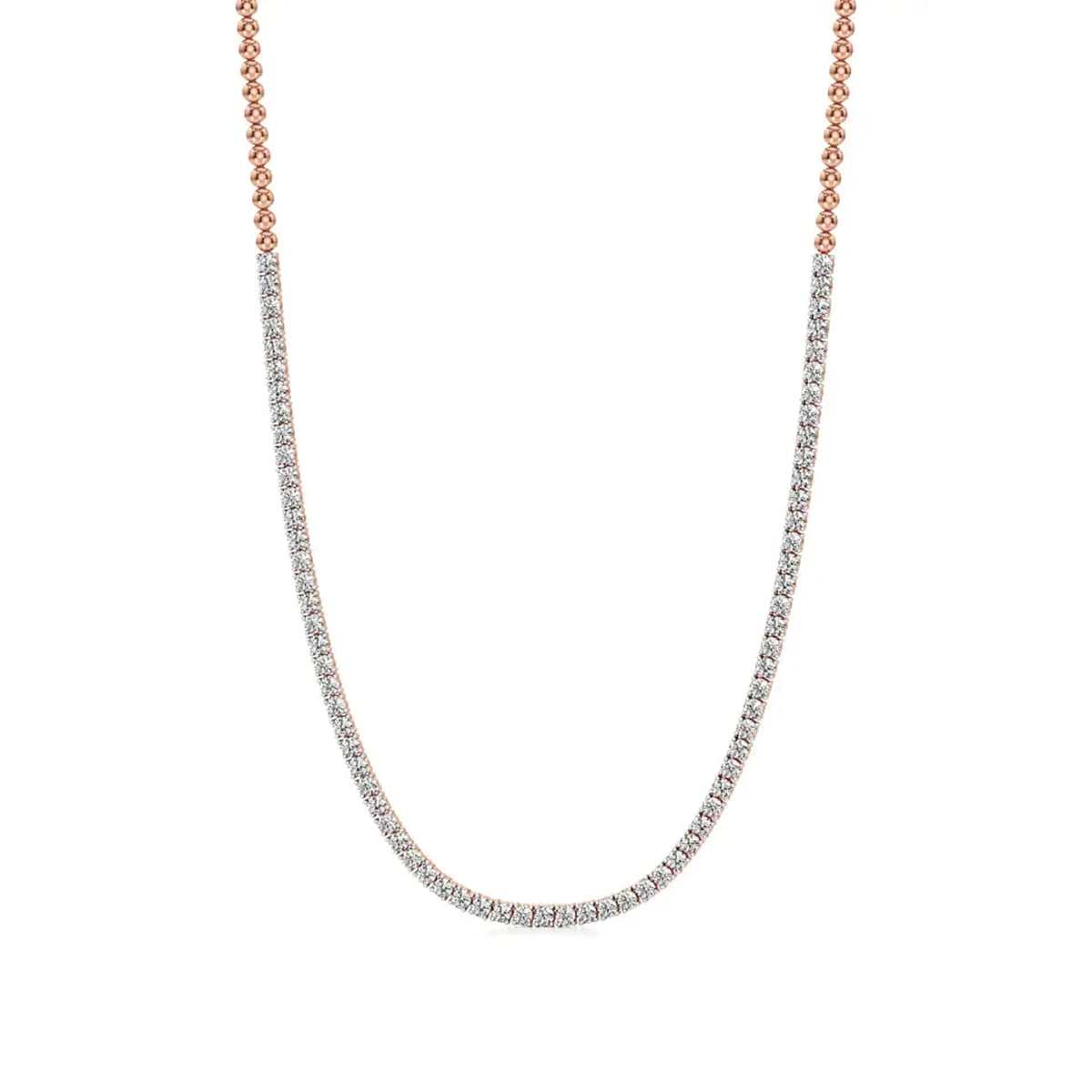 Classic Round Diamond Tennis Necklace in Gold