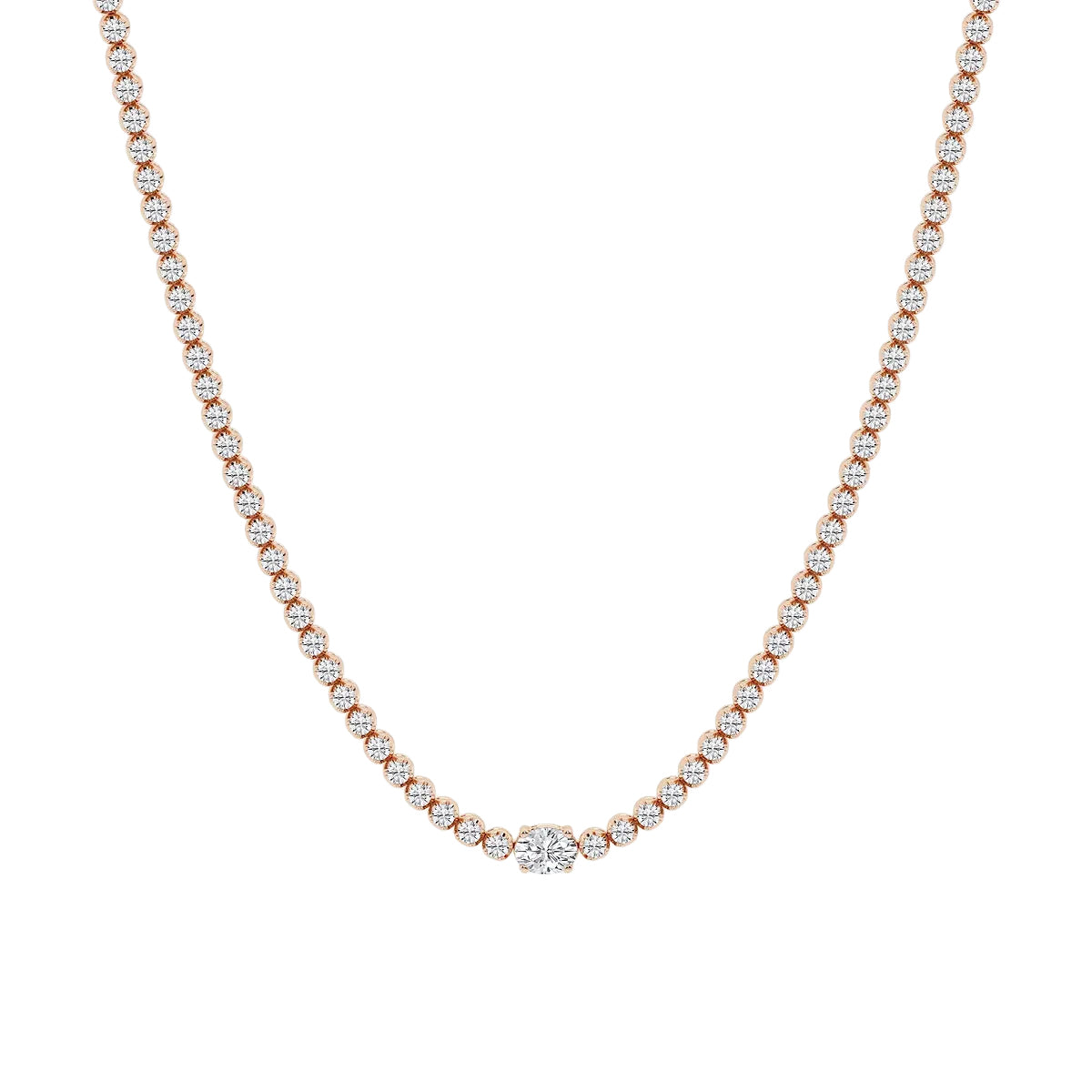 Oval Diamond Single Station Tennis Necklace in Gold
