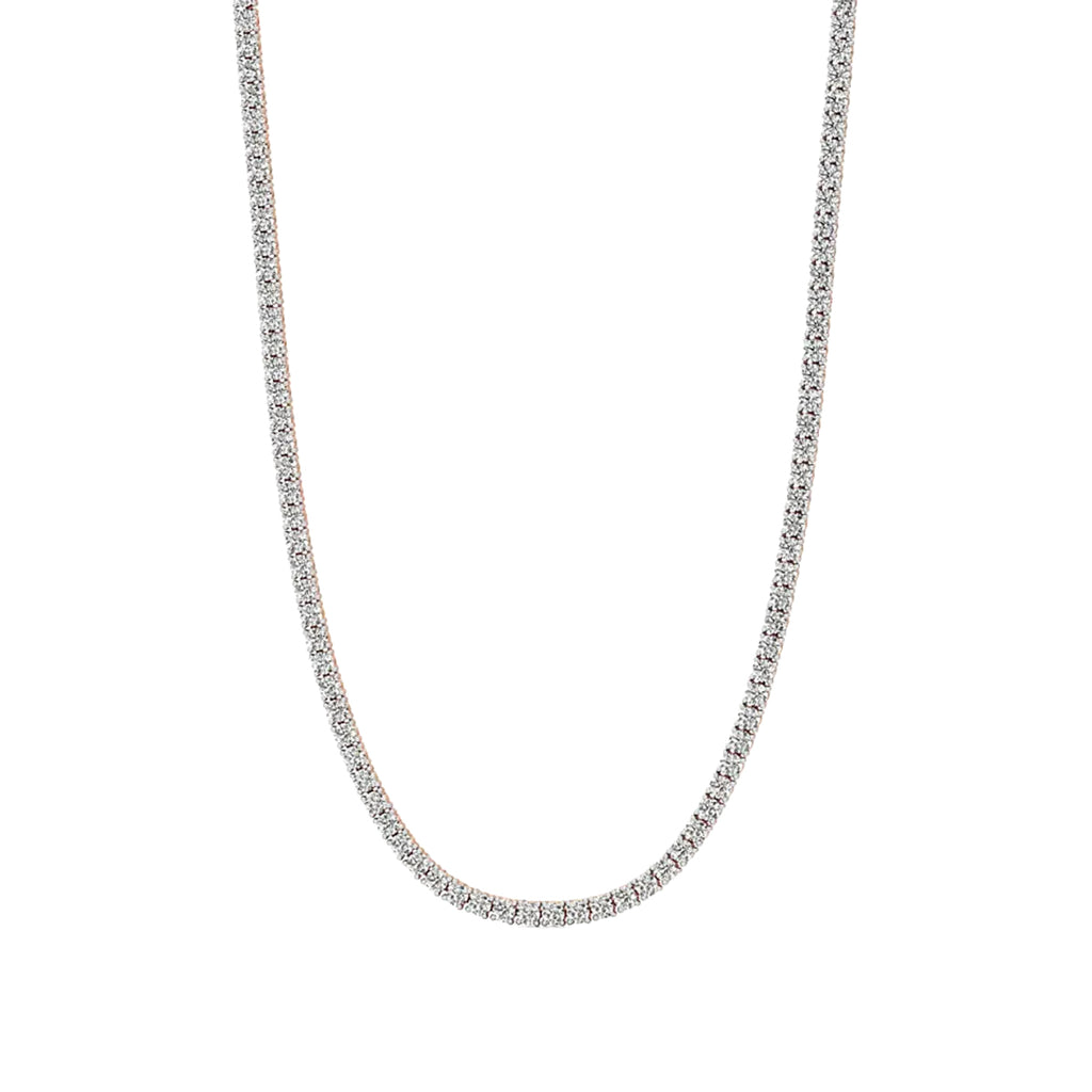 Round Diamond 4-Prong Setting Tennis Necklace in Gold