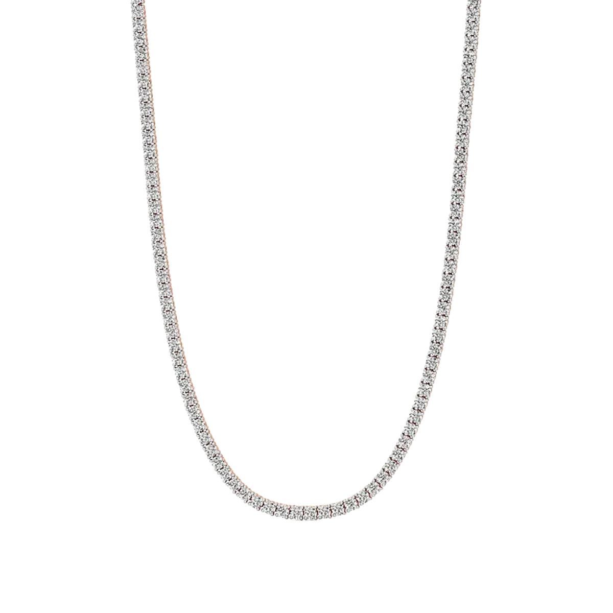 Round Diamond 4-Prong Setting Tennis Necklace in Gold