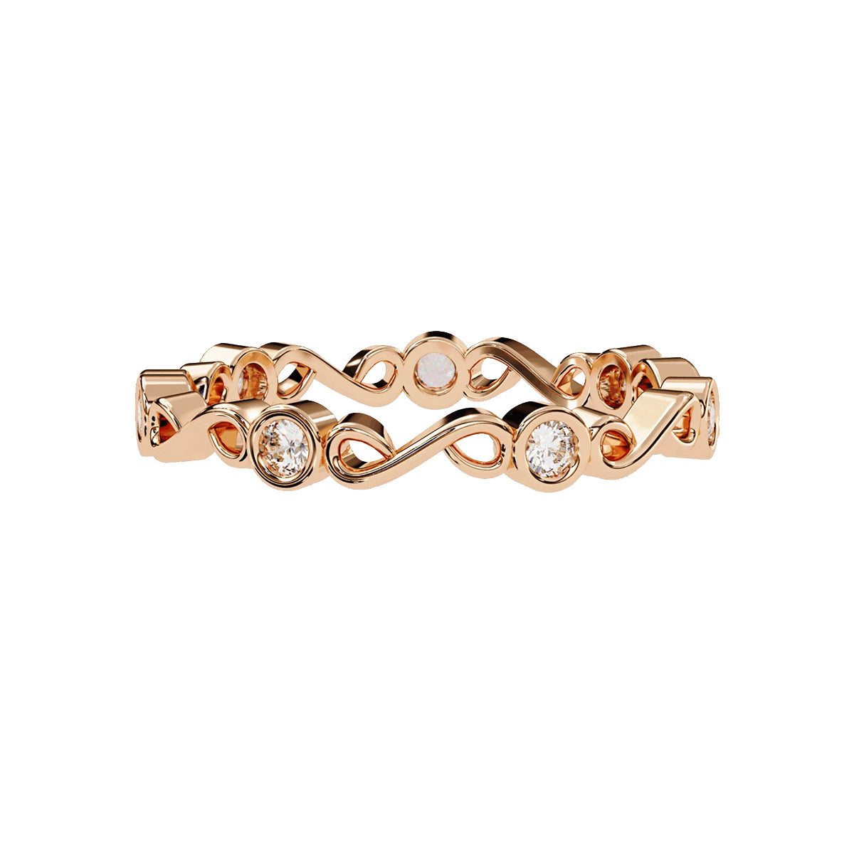 Round Cut Minimal Diamond Band for Her in Gold