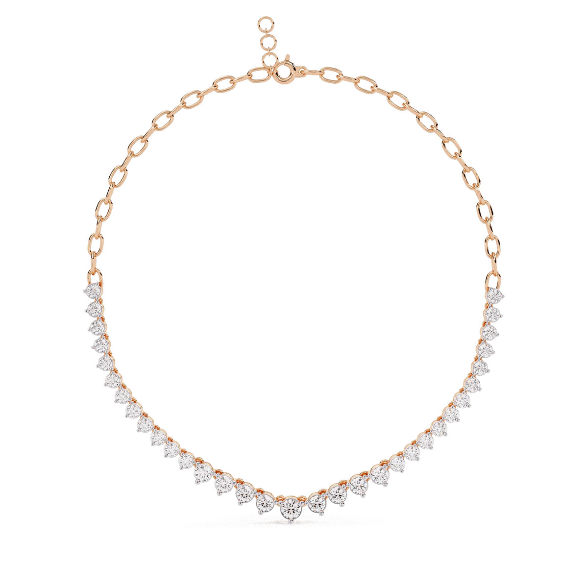 Elegant Round Diamond Drop Tennis Necklace in Gold
