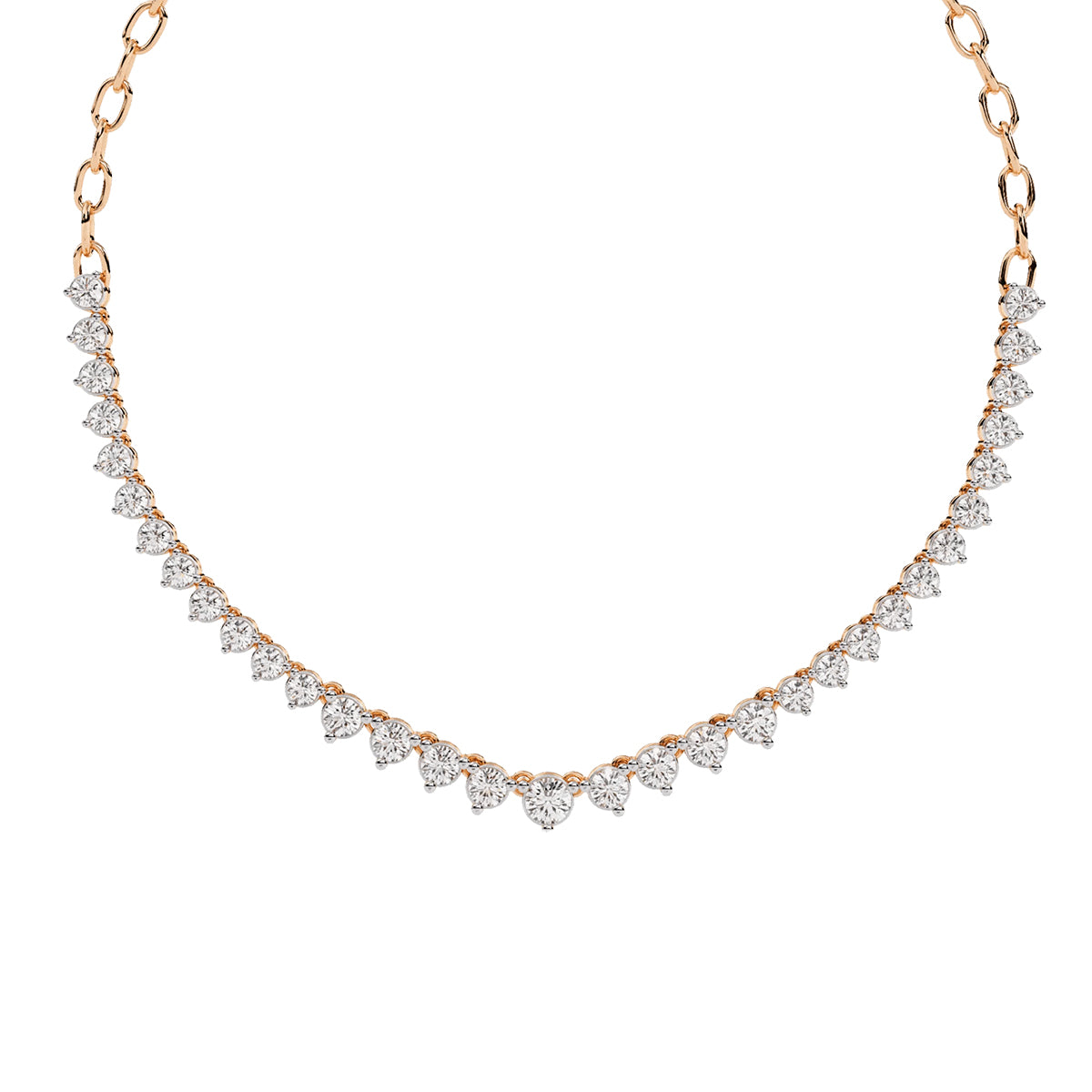 Elegant Round Diamond Drop Tennis Necklace in Gold