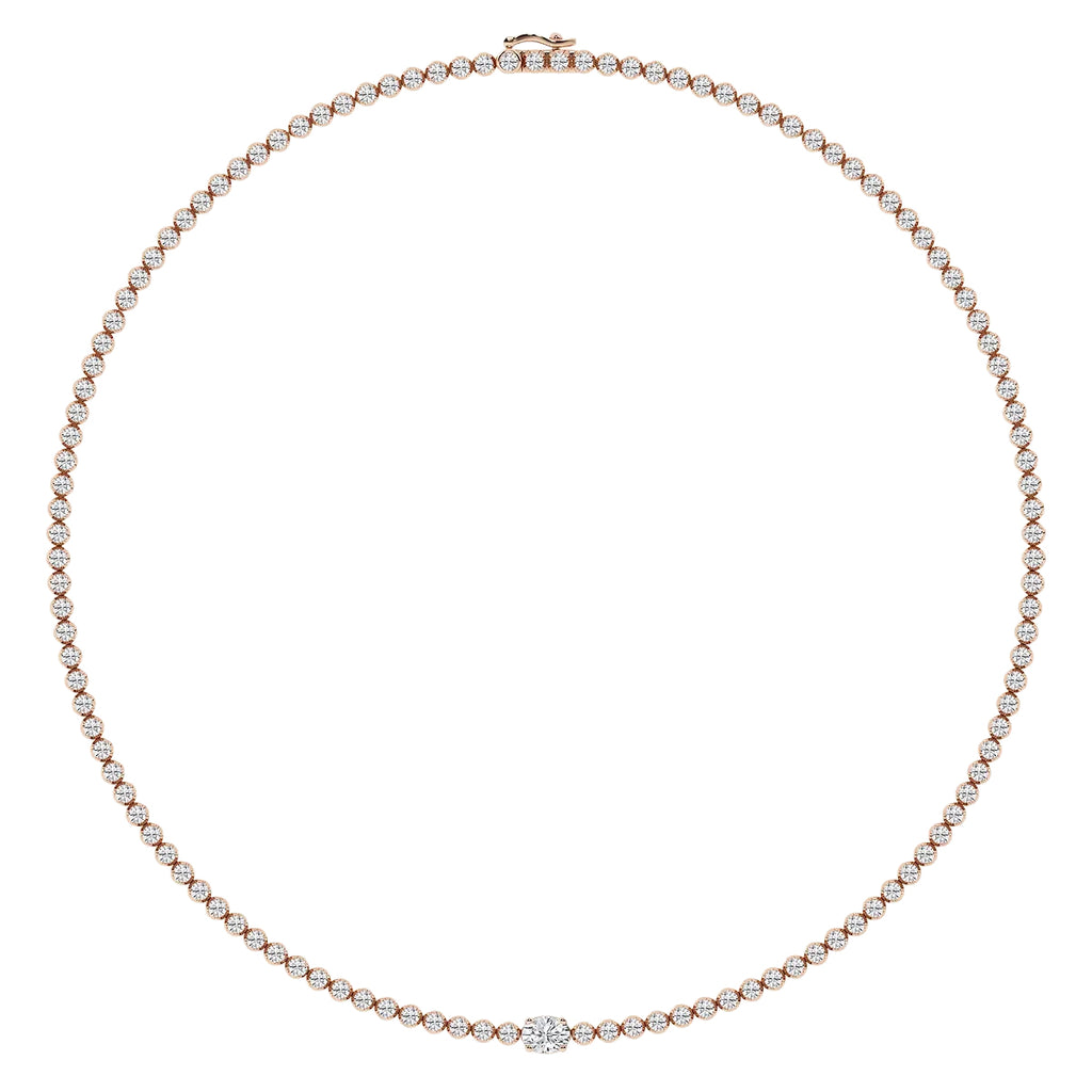 Oval Diamond Single Station Tennis Necklace in Gold