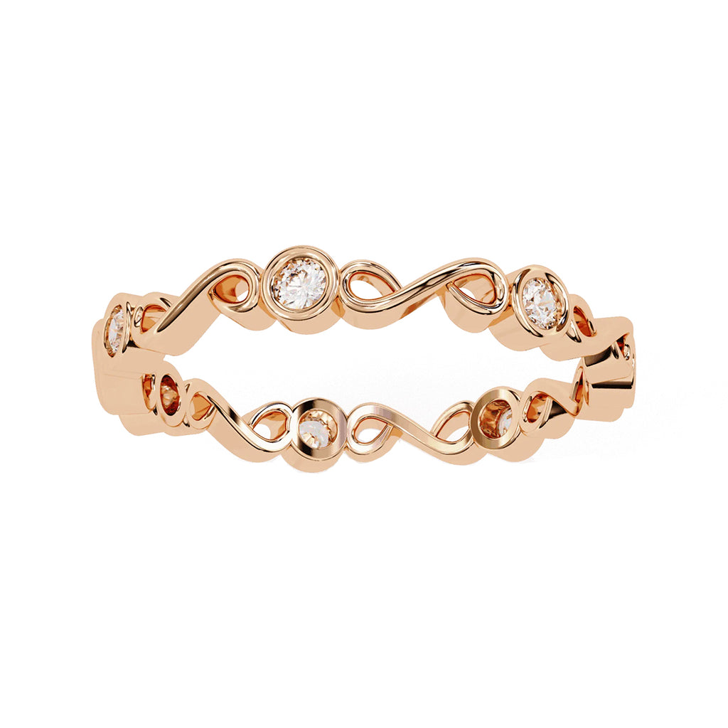 Round Cut Minimal Diamond Band for Her in Gold