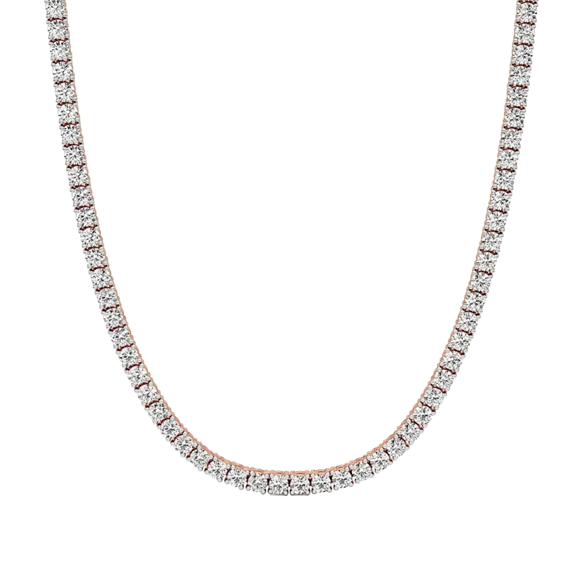 Round Diamond 4-Prong Setting Tennis Necklace in Gold