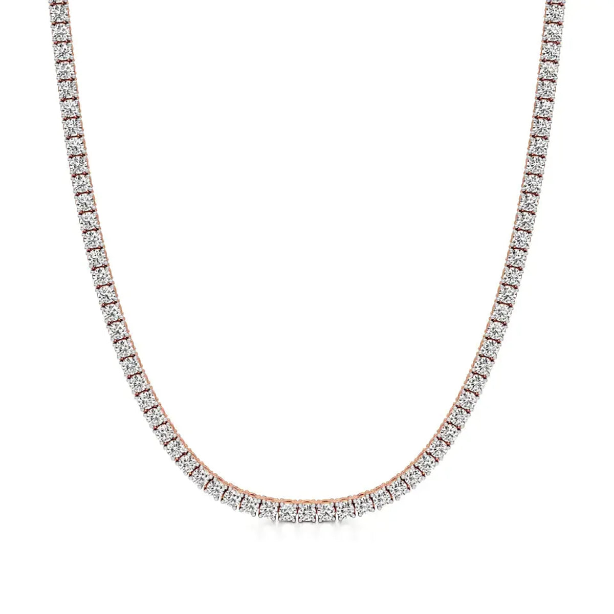 Classic Round Diamond Tennis Necklace in Gold