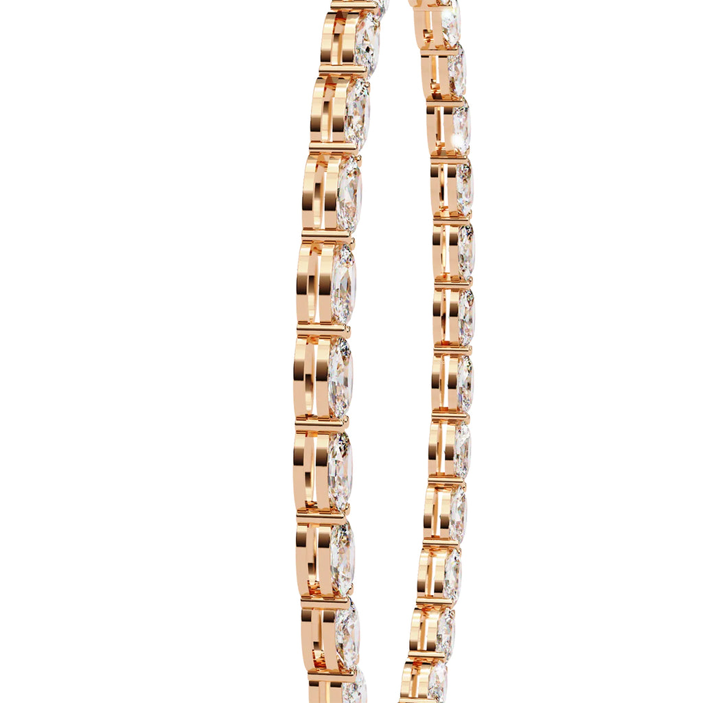 Oval Diamond Tennis Necklace in Gold