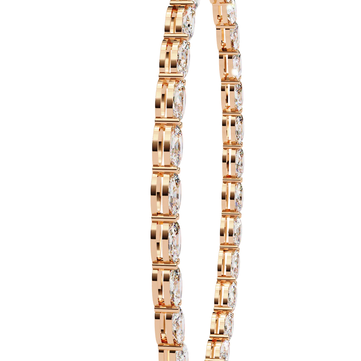 Oval Diamond Tennis Necklace in Gold