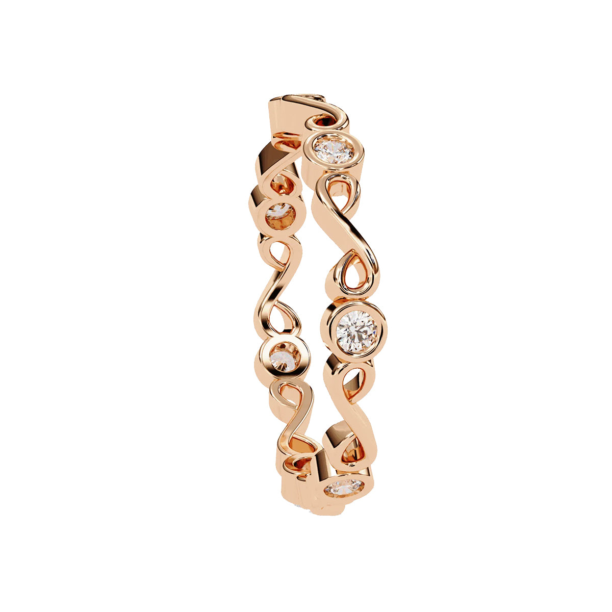 Round Cut Minimal Diamond Band for Her in Gold