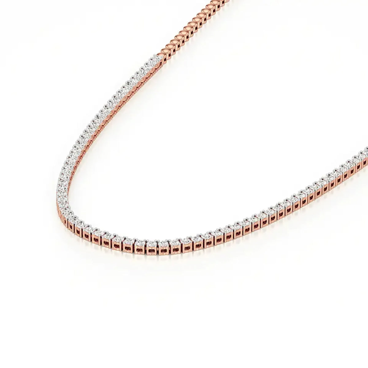 Classic Round Diamond Tennis Necklace in Gold