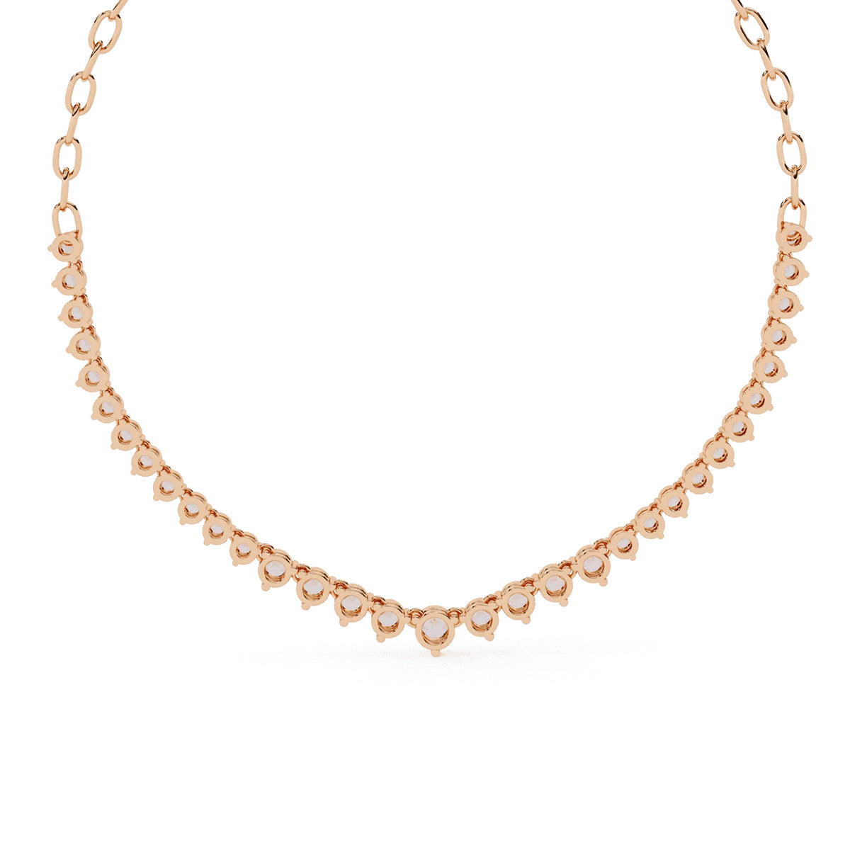 Elegant Round Diamond Drop Tennis Necklace in Gold