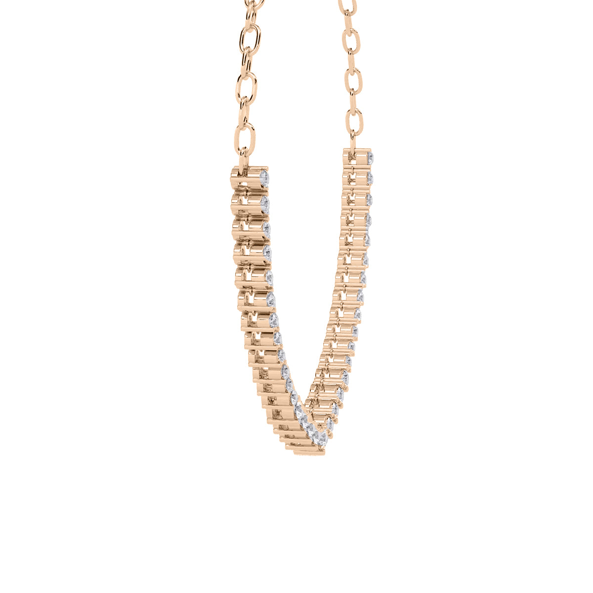 Elegant Round Diamond Drop Tennis Necklace in Gold